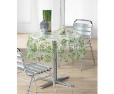 Décor Ligne 1710328 - Mantel redondo (140 cm), diseño con hojas de bambú, color transparente y verde