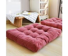 DANZUO Japonés Tatami-Terreno-Beso Zafu Asiento,Cojines De Asiento Cojín En El Suelo Asiento Elevado Cojines De Silla para Z Yoga-Rojo-Plaza55*55Cm