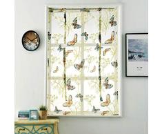 SIMPVALE 1 Pieza Cortinas Romanas con Estampado de Mariposa Visillo Persianas Transparente para Balcón Cocina Sala Dormitorio, 120cm x 140cm, 002# Verde