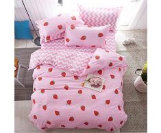 Fansu Juego de Ropa de Cama de 4 Piezas Fruta Juego de Fundas de Edredón Incluye 1 Funda Nórdica y 1 Sábana encimera 2 Funda de Almohada (Cama 90-150x200cm,Fresa)