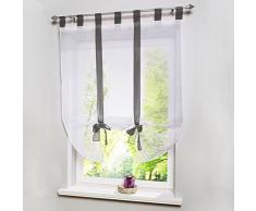 simpvale 1 pieza Adorable con lazo y sala de estar dormitorio estilo romano bordado gasa cortina de ventana, Gris, 140cm*140cm