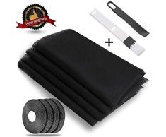 Malla Mosquitera para Ventanas, 4 Unidades Protectora de Insectos para Ventana,1.3 * 1.5m - 4 Rollos De Cintas Autoadhesivas (10mm）Negro Anti Mosquito Malla Protector Kit