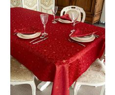 BGEUROPE - Mantel de Navidad – Tratamiento Anti Manchas - Ref. Christmas Star – Rojo, 59 x 137 (150 x 350cm)