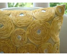 Oro Fundas De Cojines, Cinta De La Flor De Oro Rosa Tema Floral Cojines Cubren, 50x50 cm Fundas De Cojines, Moderno Fundas De Almohada, Sedala Seda Almohadas Fundas Para El Sofá - Gold Garden