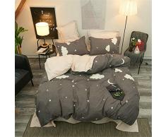 Fansu Juego de Ropa de Cama 4 Piezas, Suave Comodo Microfibra Elegante Lindo Juegos de edredones Cremallera Funda nórdica Colcha de Cama Sábana y 2 Fundas de Almohada (150x200cm-1.5M,Memoria)