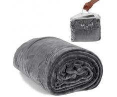 TecTake Manta polar en forro suave micro tec 220 x 240 cm con bolsa gris