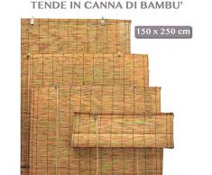 Cortina enrollable de caña de bambú, uso exterior (jardines, etc.), cortina de sol para decoración de exteriores, 150 x 250 cm