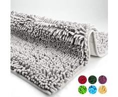 dóff Alfombra baño, Alfombrilla de bañera Antideslizante, Alfombras para baños, Gris, Absorbente, Lavable en la Lavadora, Extra Suave, Microfibra Chenilla 50x80cm