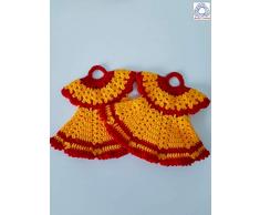 Agarradera de olla o Adorno de cocina Vestido Amarillo/Rojo