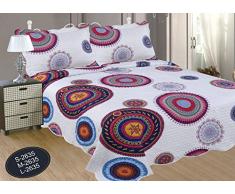 ForenTex- Colcha Boutí reversible, (S-2635), cama 90 y 105 cm, 190 x 260 cm, Estampada cosida, Mandala Granate, colcha barata, set de cama, ropa de cama. Por cada 2 colchas o mantas paga solo un envío (o colcha y manta), descuento