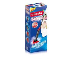 Vileda Steam - Mopa a vapor con cabezal triangular, mopa eléctrica ligera con cable de 6 m, apta para suelos duros y moquetas, color rojo y negro