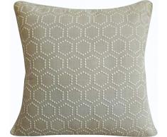The HomeCentric Funda de Almohada Decorativa Beige Lino Bordado Lino 65 x 65 cm Beige, Funda de cojín Hecha a Mano Lino Bordado - Fresh Linen