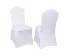 Cusfull 10PCS Cubresillas Fabricado en Lycra Funda Cubierta cubresillas Ideal para Proteger sillas Durante Banquetes de Boda y Otras Celebraciones (Blanco)