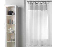 DOUCEUR DINTERIEUR 140 x 240 cm gasa bicolor Cortina Loops, Blanc/Gris