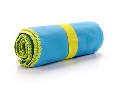 meteor Toalla Microfibra Secado rápido Ultra Ligero Absorbente - Ideal para Deporte Yoga Viajes Playa Campamento Baño para Niños, Hombres y Mujeres - Varios Tamaños y Colores (50x90cm, Azul)
