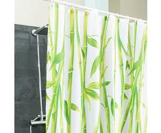 Cortina de ducha textil con diseño de bambú - higiénica y elegante | cortina para bañera 100% poliéster, anti moho 180 x 200 cm Lavable | Decoración Feng Shui Bambú | Estilo asiático