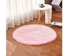 Hosaire 1x Alfombra Antideslizante Felpa Forma Redonda para Salón Interior para Decorar Comedor Dormitorio Habitación Cuarto de Niño Size 60 CM (Rojo)