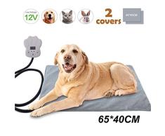 BACKTURE Manta Eléctrica para Perros y Gatos, Almohadilla Térmica Mascotas Temperatura 7 Niveles con Calefacción Constante Inteligente, Cojín De Calentamiento con 2 Cubiertas (65 * 40cm)