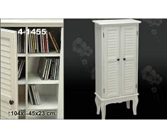 DonRegaloWeb DRW - Armario de Madera con 2 Puertas Decoradas Tipo persiana Blanco 45x23x104 cm