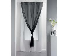 DOUCEUR DINTERIEUR 140 x 260 cm 100 por ciento poliéster cortina traslúcida con arandelas doble Uni negro/Blanc, negro/blanco