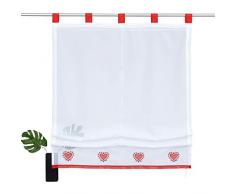 SIMPVALE 1 Panel Persianas Romanas con Trabillas - Tul Corto Cortina Romana Bordado Cenefa de Cortina de Ventana - para Cocina, Balcón, Sala de Estudio, 120x155cm, Rojo