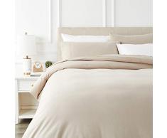 AmazonBasics - Juego de cama de franela con funda nórdica - 230 x 220 cm/50 x 80 cm x 2, Topo