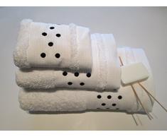 Lunares Toallas De Baño De - Juego de 3 piezas - Toalla de mano, toalla de baño (+ + toalla para la cara ( - Blanco W/Negro