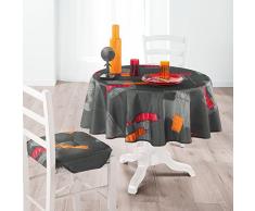 Douceur d 'Intérieur 1721748 - Mantel redondo Imprime Jaya poliéster Antracita 180 x 180 cm
