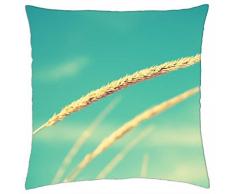 Trigo y cielo Azul - Funda de cojín (18