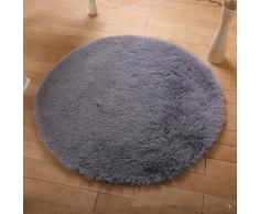 SHINA Sedosa Alfombra Gruesa Redonda Salón esteras de la silla del ordenador moqueta de la habitación mesa de café cesta (gris)