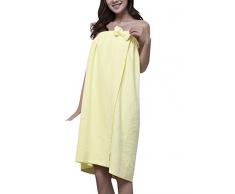 ZiXing Cámara para mujer portátil Super suave agua dulce con lazo de Spa de microfibra absorbente toalla de baño tubo vestido amarillo OneSize