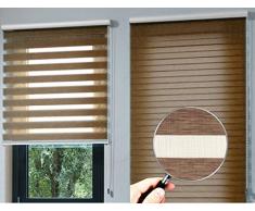 Estor noche y día enrollable PREMIUM (desde 40 hasta 250cm de ancho) con cajón de ALUMINIO blanco tejido color roble viejo. Medida 184cm x 160cm para ventanas y puertas