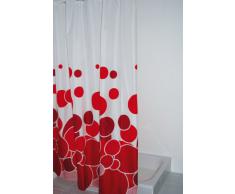 Ridder 403076 Kani - Cortina de Ducha de Tela (180 x 200 cm), Color Blanco y Rojo