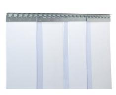 Cortina de fleje de PVC Cortina elástica industrial de 3x300 mm, transparente, completamente premontada, rieles de montaje galvanizados, resistente a la intemperie, protección contra salpicaduras