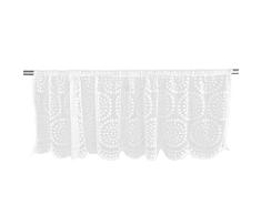 Simlug Bordado de Cortina de Media Pantalla, Cortinas Romanas de Cenefa de Ventana para Cocina Cafe(Blanco)