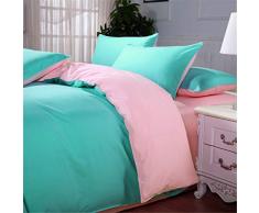 Fansu Juego de Ropa de Cama 4 Piezas, Microfibra Funda de Edredón Sábana Funda de Almohada Cremallera Diseño Funda de Almohada Conjunto De Edredón Hoja Plana (220x240cm,Lago Verde)