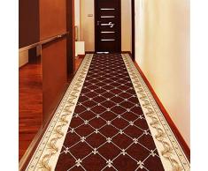 Ommda Alfombras de Pasillo a Medida Antideslizante Modernas Largas por Metros 3D Flor Impresión 8mm 80x250cm café