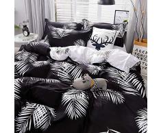 Fansu Juego de Ropa de Cama 3 Piezas Poliéster Microfibra Ocio Estilo Juego de Fundas de Edredón Incluye 1 Funda Nórdica y 2 Funda de Almohada (Cama 150/160-220x240cm,Hojas Blancas)