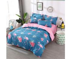 Fansu Juego de Ropa de Cama 3 Piezas, Microfibra Cremallera Funda Nórdica Estilo Lindo de Verano Funda de Edredón x1 Funda de Almohada X2 (Cama 90-150x200cm,Azul Flamenco)