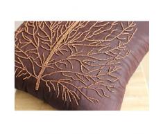 Hecho a mano Marrón Cubierta De Almohadas, Beade Orange Tree Cubierta De Almohadas, fundas de almohada 35x35 cm, Cuadrado Sedala Seda Cubierta De Almohadas, Floral -Woody Tree