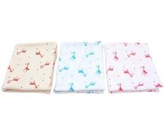 Manta para bebé ecológica ByBoom, manta para bebé, manta para verano de 100% algodón ecológico con estampado, 70 x 100cm; fabricada en la Unión Europea, color: blanco - jirafa Aqua