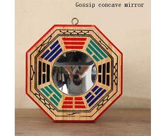 Espejo Chino de Feng Shui Bagua Tradicional China Feng Shui Bagua Espejo Apertura Madera de durazno chisme Espejo de Agua Home Puerta Decoración Espejo de chismes