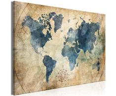 murando Cuadro Mapamundi 120x80 cm - 1 Parte impresión en Material Tejido no Tejido artística fotografía Imagen gráfica decoración de Pared Mapa del Mundo Geografia Vintage Carta de Mar k-A-0415-b-a