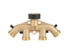 Divisor De Manguera De Jardín 4 Vías De Latón, Divisor De Grifo De 3/4 Conector De Corte De 4 Vías Divisor De Tubería Interruptor De Grifo Conectores del Grifo(Europäisches Gewinde)