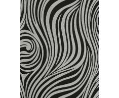 Papel pintado con patrón a rayas EDEM 1016-16 de cebra en negro y gris