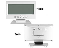 Yosoo - Reloj despertador multifunción con pantalla LCD grande, con calendario, indicador de temperatura y función de repetición de alarma, color plateado