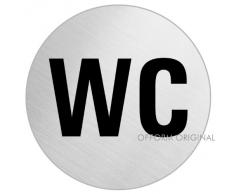 OFFORM Señal pictograma en acero inox Ø 130 mm No. 6950 "WC Texto"