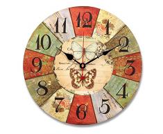 EsportsMJJ Gran Reloj De Pared De Madera Tracería Mariposa Rústica En Mal Estado Chic Para La Oficina Del Hogar Cafe Decor Art-02