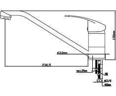 DP Grifería - Grifo monomando de fregadero horizontal modelo Escalonia