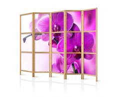 murando - Biombo XXL Flores Orquidea Violeta 225x171 cm - 5 Paneles - Lienzo de Tejido no Tejido Tela sintética Separador - Madera Design de Moda Hecho a Mano - Deco – Japón b-B-0400-z-c